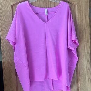 Zenana Outfitters Vibrant Pink V-Neck Blouse